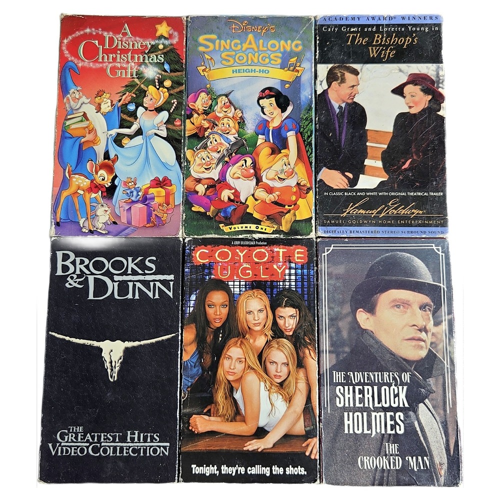 Disney Sing Along Coyote Ugly Sherlock Holmes 6 VHS Tape Lot Movie Music Bundle